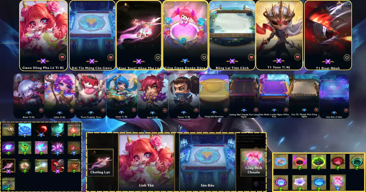 Full gwen hpl + t1 + bồng lai